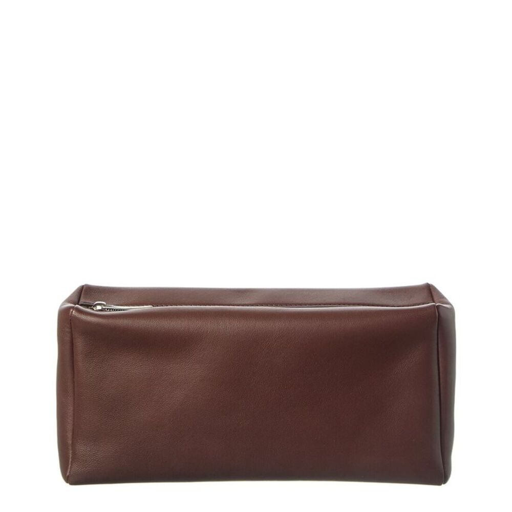 The Row Leather Clutch, Brown